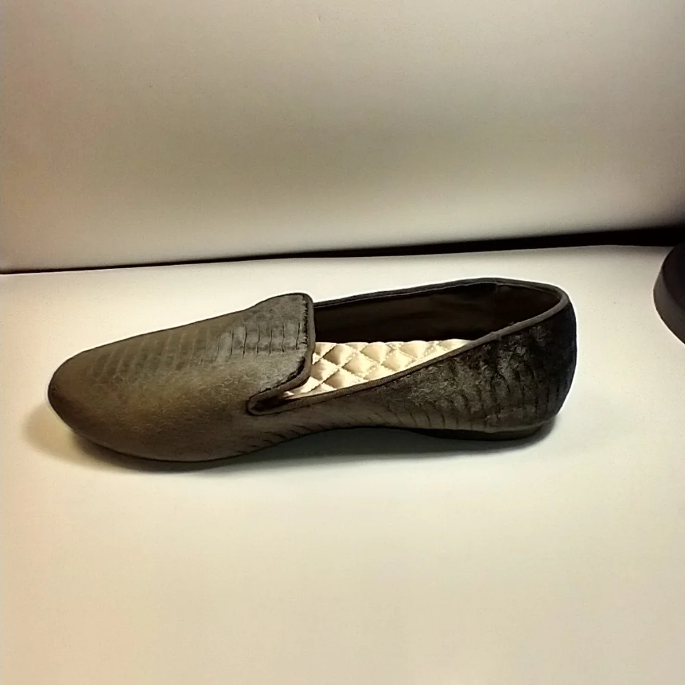 Birdies The Starling Charcoal Python Velvet Embossed Loafers Women's sz 8.